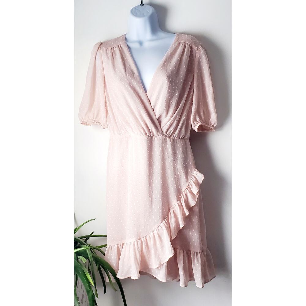 Express Womens Light Pink Minky Dot Mini Dress Size Small Spring Office Travel